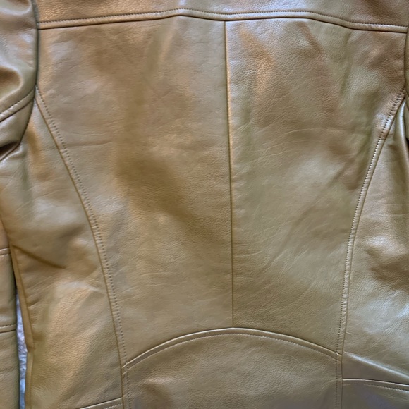 Zara Olive Green Vegan Leather Jacket - Picture 6 of 8